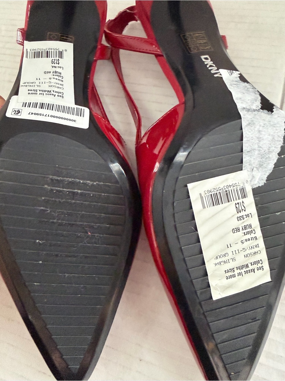 DKNY Women's Carson Pointed-Toe Slingback Pumps Ruby Red patent Heels Size 9.5 - Picture 5 of 6